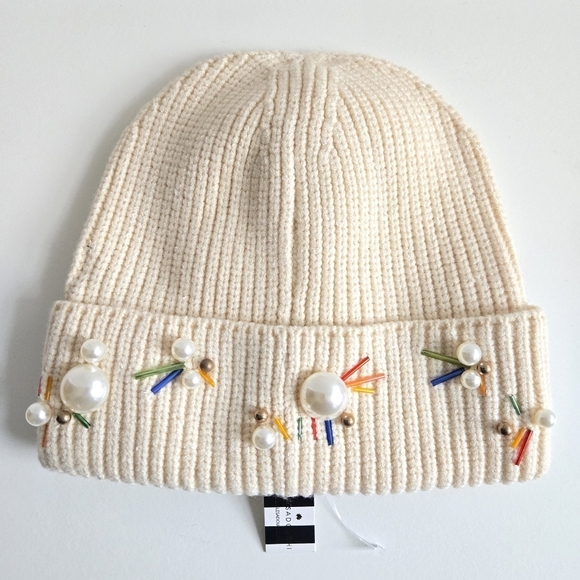 New Lele Sadoughi Pearl Confetti Beanie Hat NWT main image 10